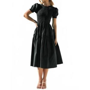 NEW ODDI sophie smocked midi dress in black
